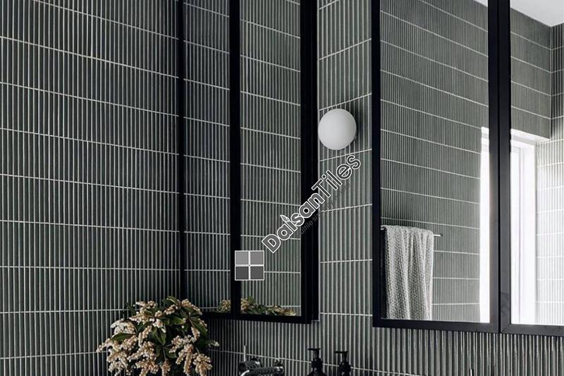 Gạch Mosaic thẻ que tone màu ghi xám cực độc