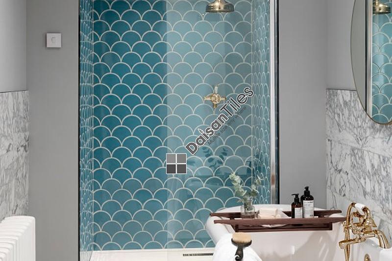 Mosaic vảy cá tone xanh đẹp lạ