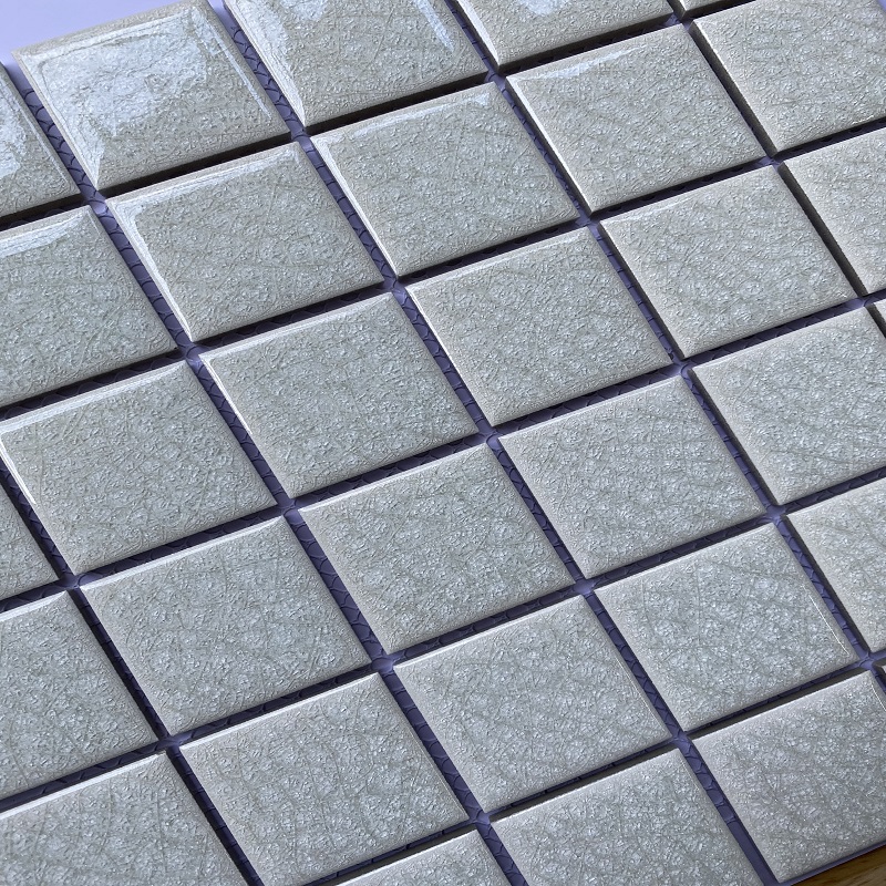 Gạch mosaic gốm men rạn 2 lớp 48x48mm màu xám MHG 932