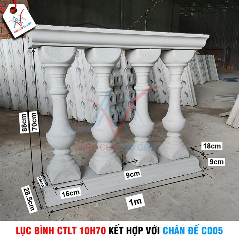 Lục bình (con tiện) 160x160x700mm CTLT 10H70