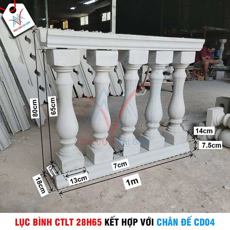 Lục bình (con tiện) 130x130x650mm CTLT 28H65