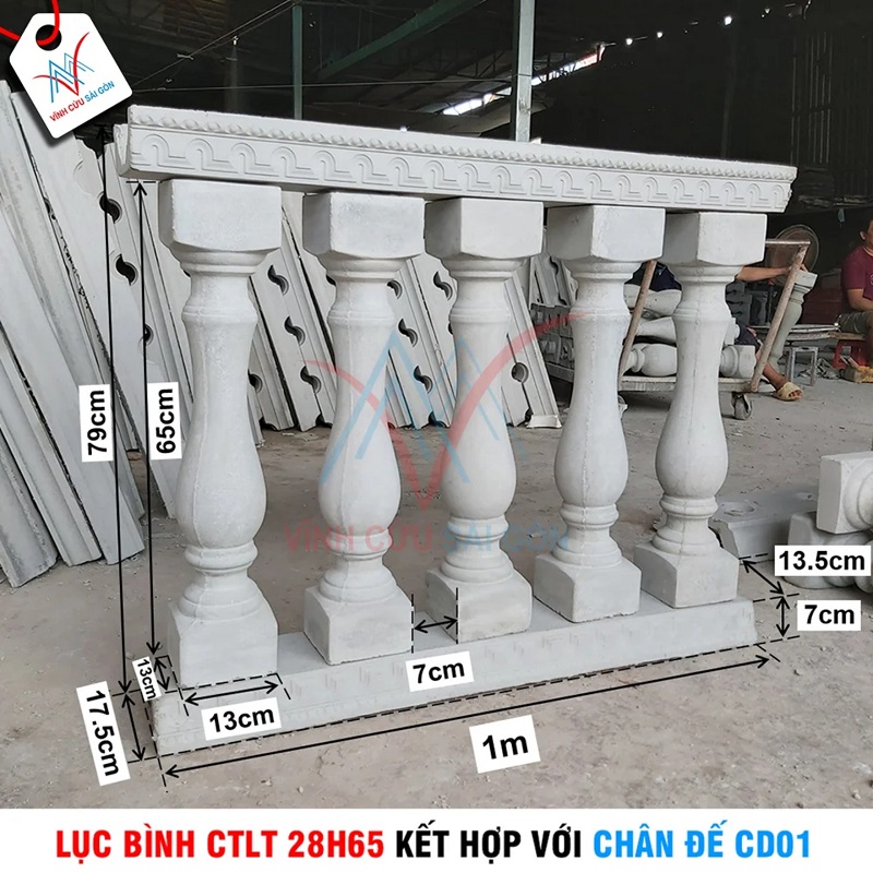 Lục bình (con tiện) 130x130x650mm CTLT 28H65