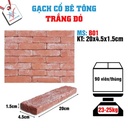 Gạch cổ ốp tường trắng đỏ 200x45x15mm B01