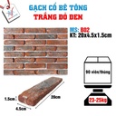 Gạch cổ ốp tường trắng đỏ đen 200x45x15mm B02