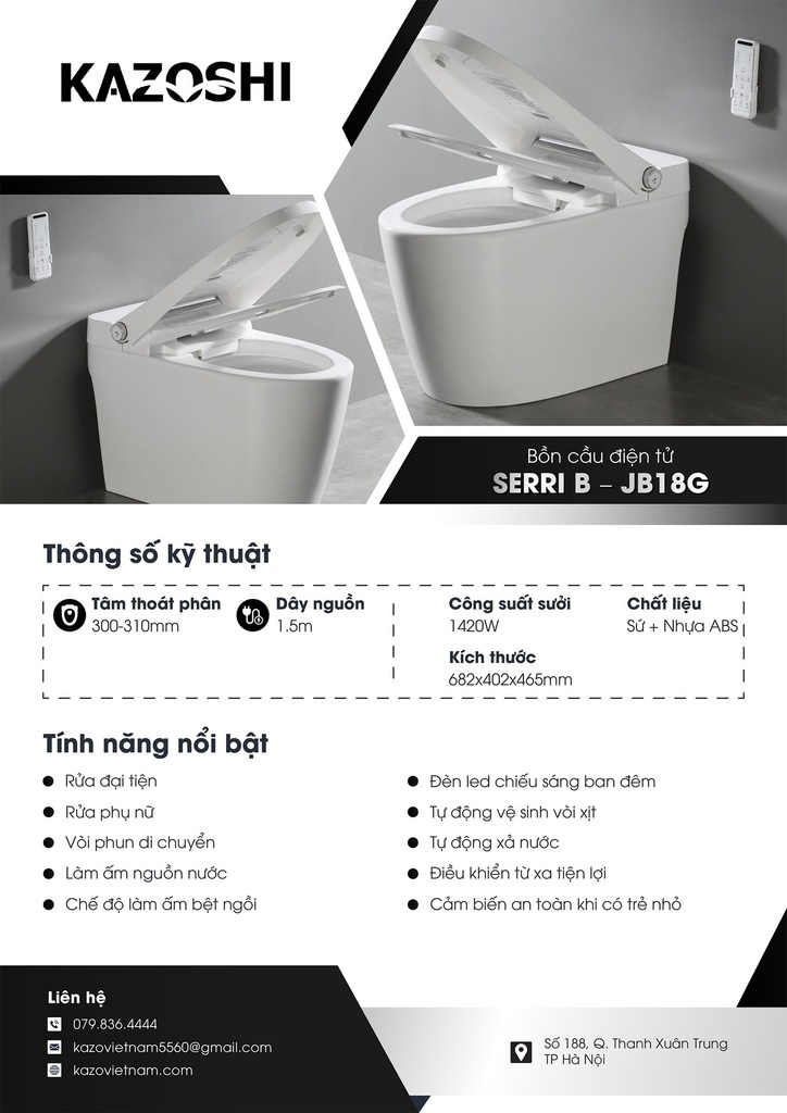 Bồn cầu thông minh Serri B–JB18G