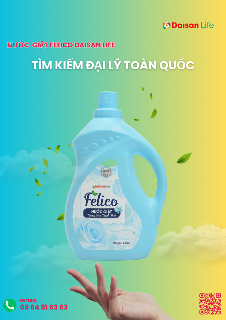 Nước giặt  Felico hương hoa thanh khiết 3.4kg - Xanh