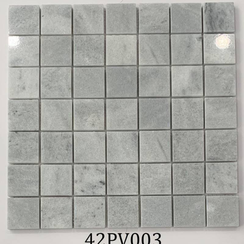 Đá mosaic xám lông chuột vuông bóng 42x42mm 42PV003