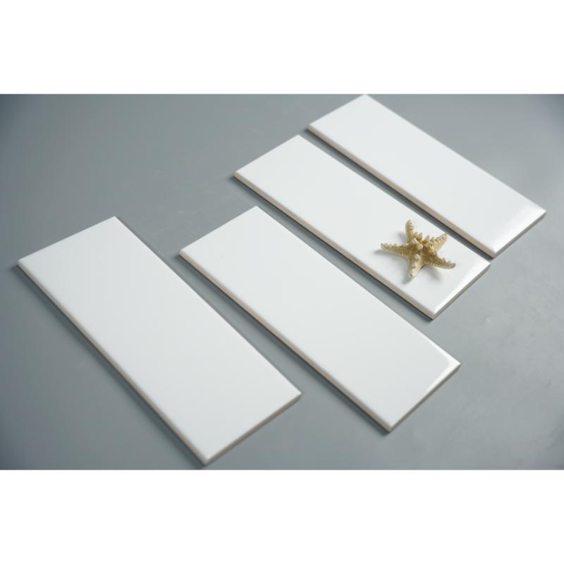 Gạch thẻ trang trí trắng bóng phẳng 100x250mm STA10250