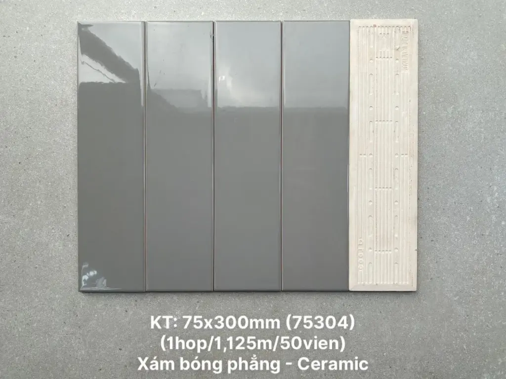 [DSC-PSTA75304] Gạch thẻ trang trí cao cấp VN, KT 75x3000mm màu xám nhạt bóng phẳng mã PSTA75304- S loại ưu (1h/1.125m/50v)