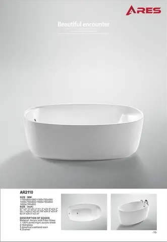 [DSC-AR2110-170M] Bồn tắm Ares ACRYLIC trắng AR2110-170M