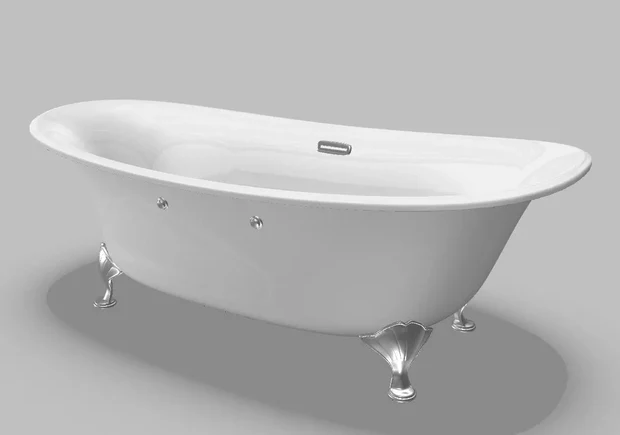 [DSC-PPY1806PWNES] Bồn tắm ngọc trai không có tay vịn, chân bạc PPY1806PWNES