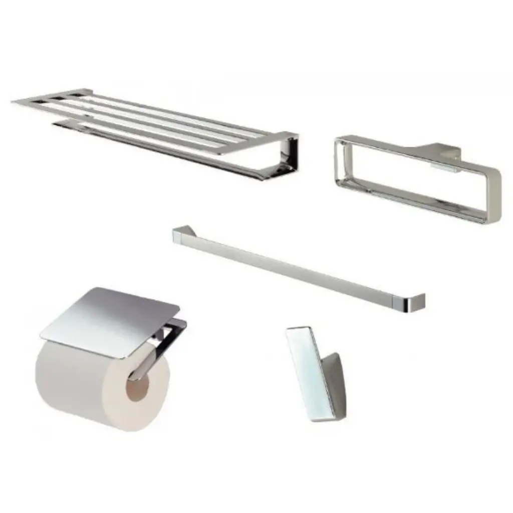 [DSC-YS902N5V] Bộ 5 sản phẩm G: lô đựng giấy vệ sinh, vòng treo khăn, móc áo, thanh vắt khăn & thanh vắt khăn 2 tầng YS902N5V