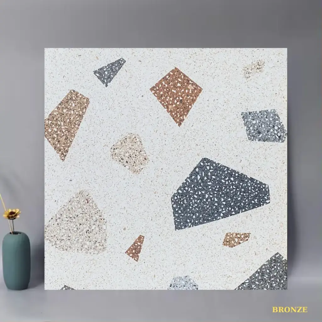 [DSC-Bronze] Gạch Terrazzo Ấn Độ, KT 600x600mm xương đá mặt mờ mã Bronze