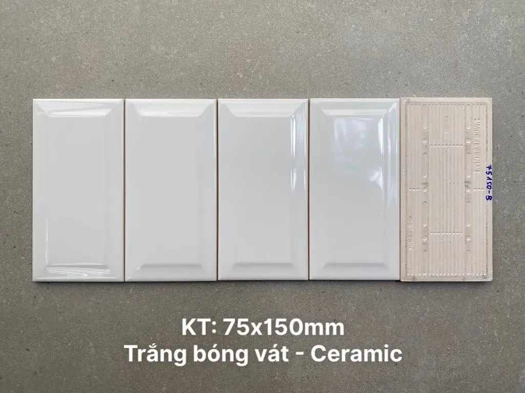 [DSC-PSTA75150-B] Gạch thẻ trang trí cao cấp VN, KT 75x150mm màu trắng bóng vát mã PSTA75150-B loại ưu (1h/1.35m/120v) (Art-Nr.6300069) (1001-0197-1)