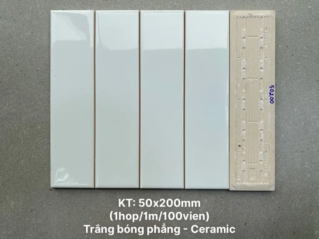 [DSC-PSTA50200] Gạch thẻ trắng bóng phẳng KT 50x200mm PSTA50200 loại ưu