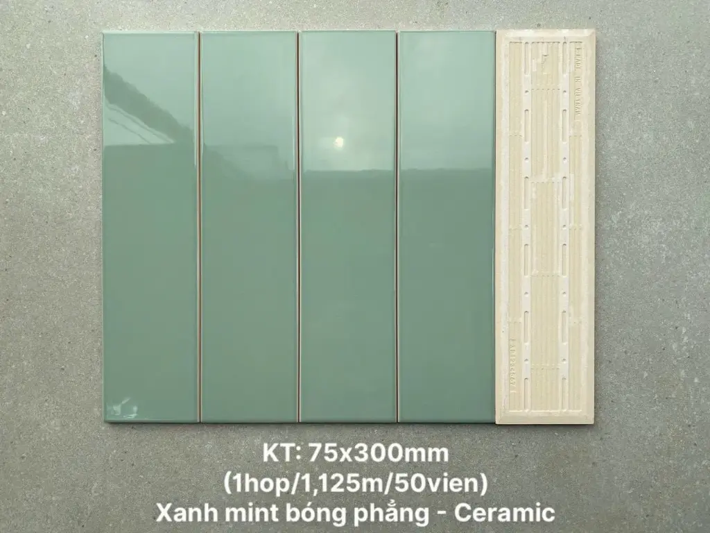 [DSC-STA75315P_SA] Gạch thẻ xanh mint bóng phẳng loại 1 KT 75x300 mm mã STA75315P_SA