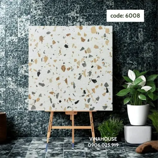 [DSC-6008] Gạch terrazzo TQ, KT 600x600mm porcelain mặt mờ mã 6008