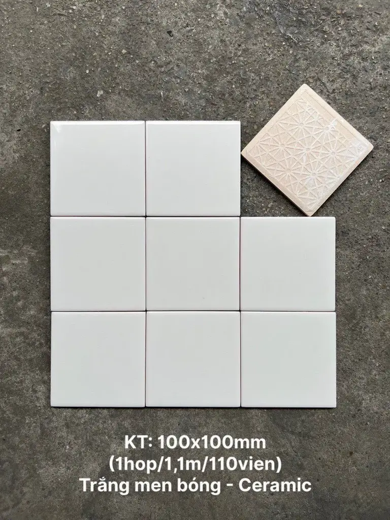 [DSC-M1100_S-HCM] Gạch thẻ VN, KT 100x100mm màu trắng bóng phẳng mã M1100_S loại ưu (1h/1.1m/110v)