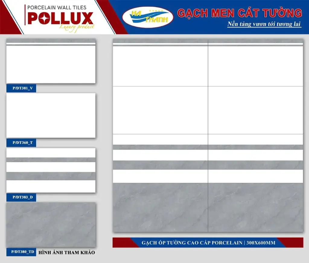 [DSC-PDT 383DL1] Gạch ốp tường trắng đá trắng điểm KT 300x600mm mã PDT 383DL1