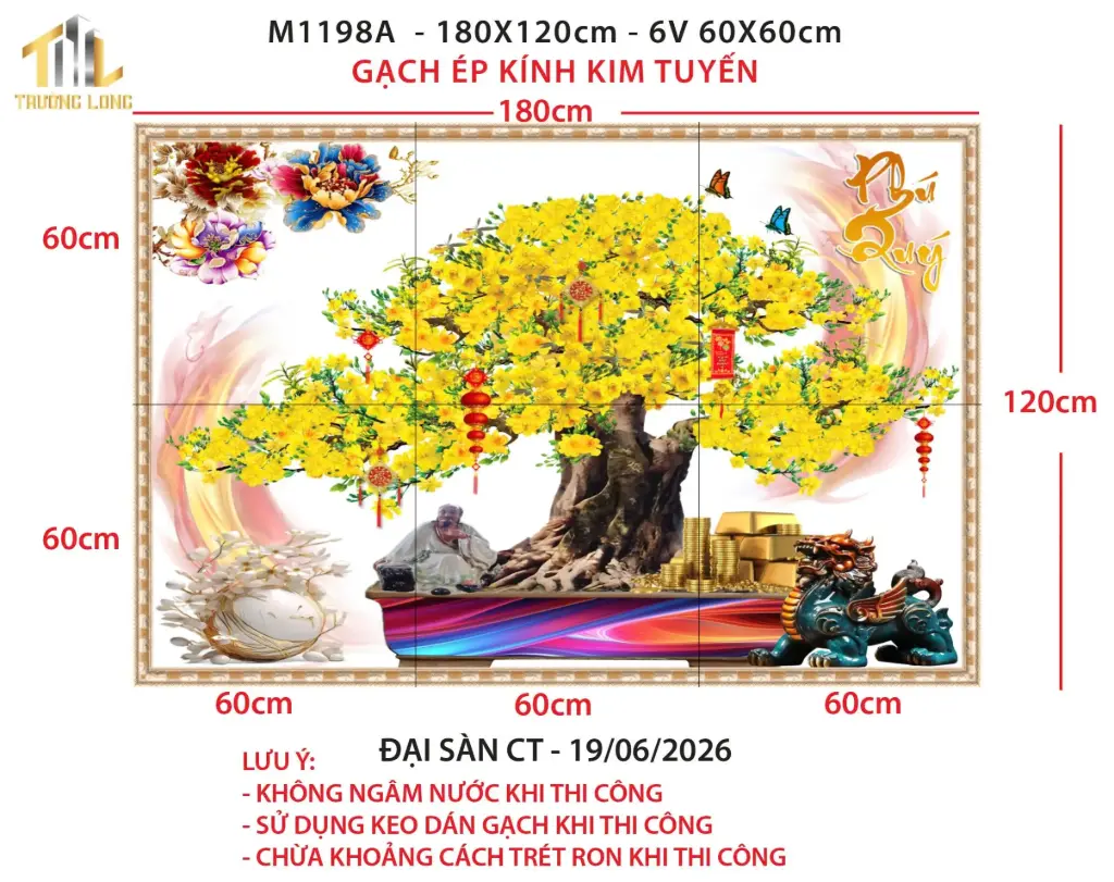 [DSC-M1198A] Gạch ép kính kim tuyến KT 600x600mm mã M1198A