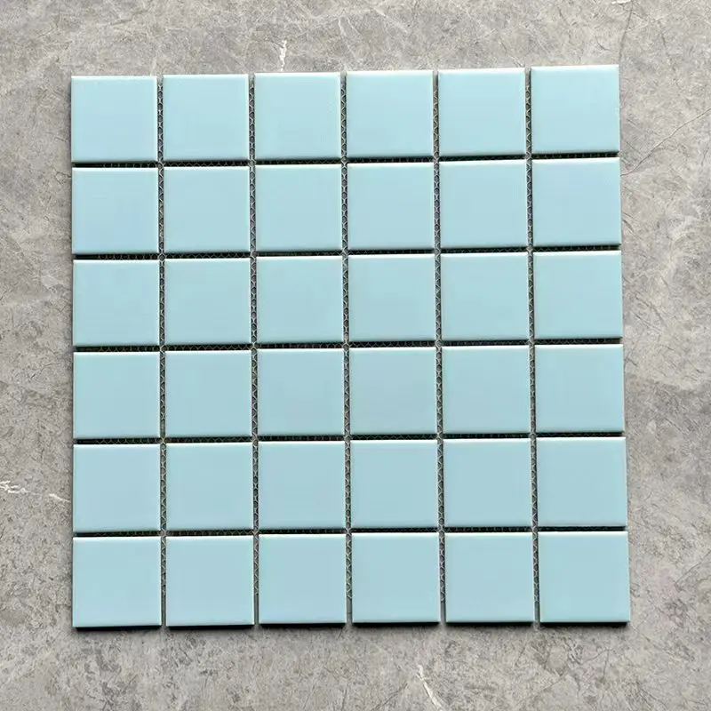 [DSC-L4802M] Gạch mosaic gốm xanh, KT chip 48x48mm, vỉ 300x300mm, Mã L4802M