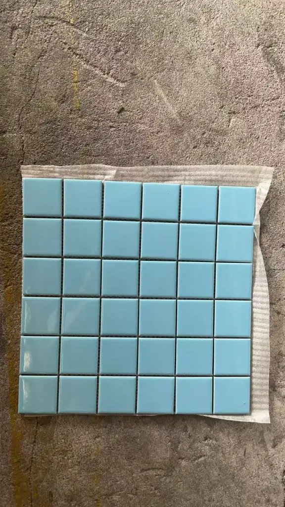 [DSC-L4803] Gạch mosaic gốm xanh, KT chip 48x48mm, vỉ 300x300mm, Mã L4803