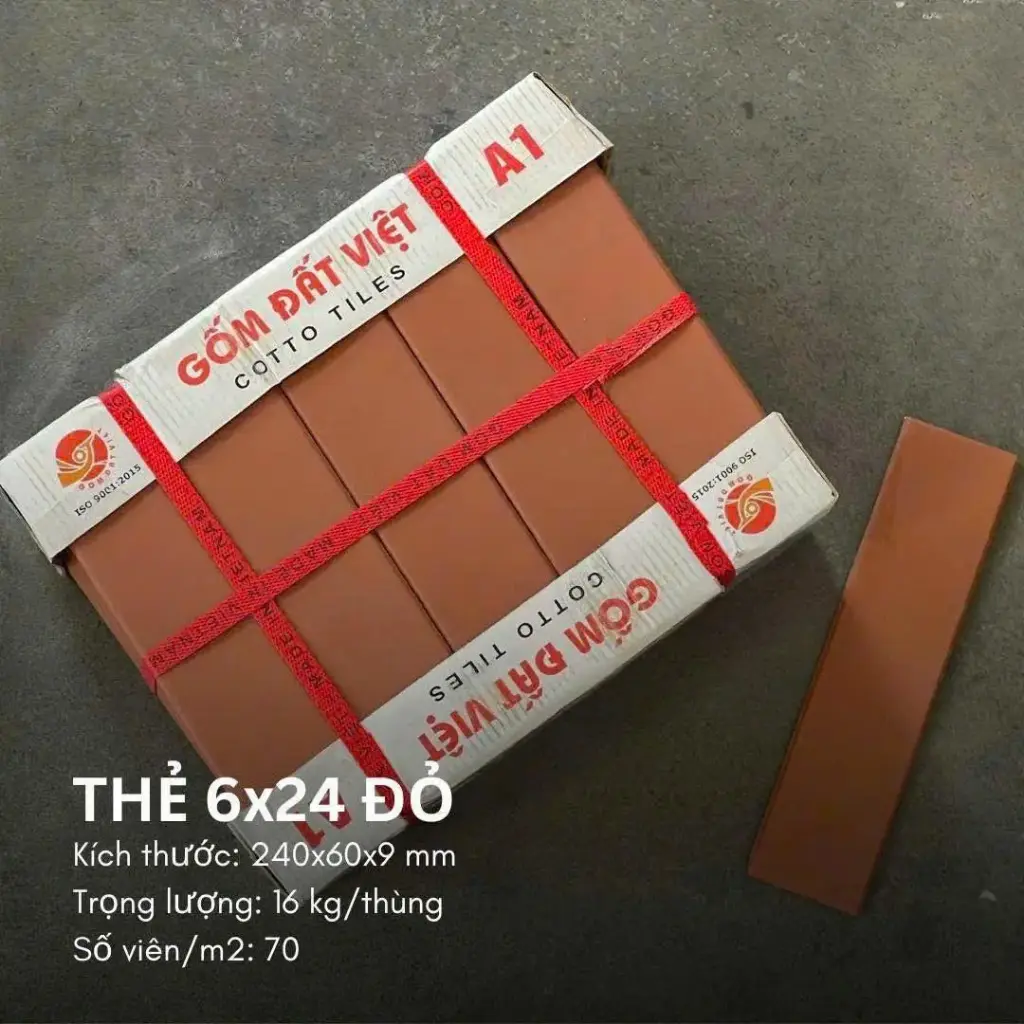 [DSC-GOMDODATVIET] Gạch thẻ gốm đỏ Đất Việt KT 60x240mm