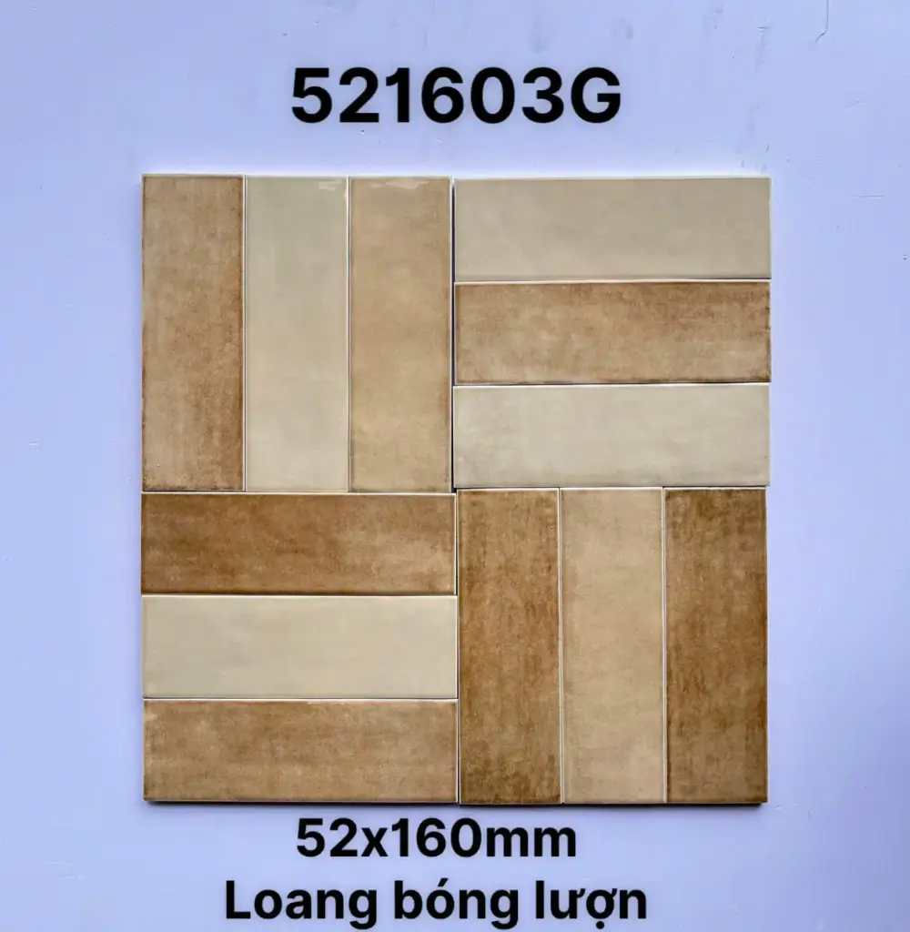 [DSC-521603G] Gạch thẻ VN gợn hàng loại 1 , KT 52x160mm màu nâu bóng CRMA521603G