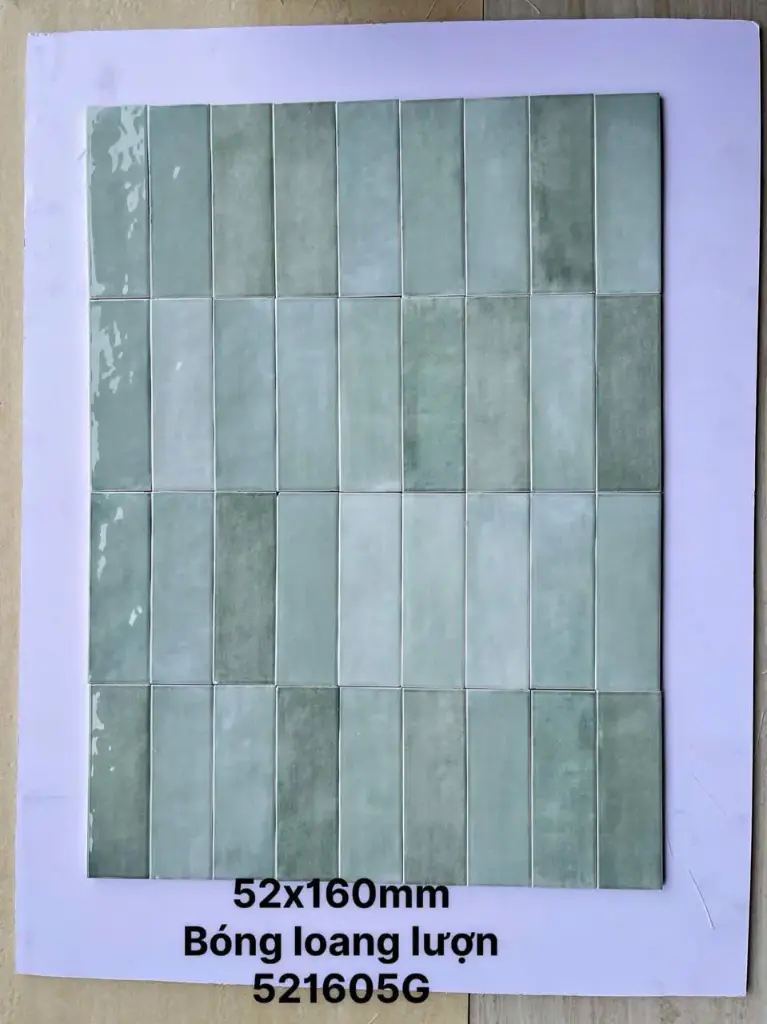 [DSC-521605G] Gạch thẻ VN gợn hàng loại 1 , KT 52x160mm màu xanh bóng CRMA521605G