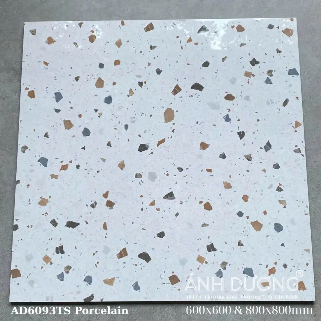 [DSC-AD6093TS] Gạch Terrazzo KT 600x600mm, Bóng kính gương porcelain mã AD6093TS