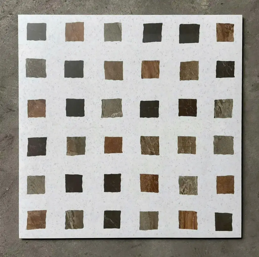 [DSC-6016] Gạch Terrazzo TQ, KT 600x600mm, Xương Porcelain mặt mờ mã 6016 (1h/1.44m/4v)