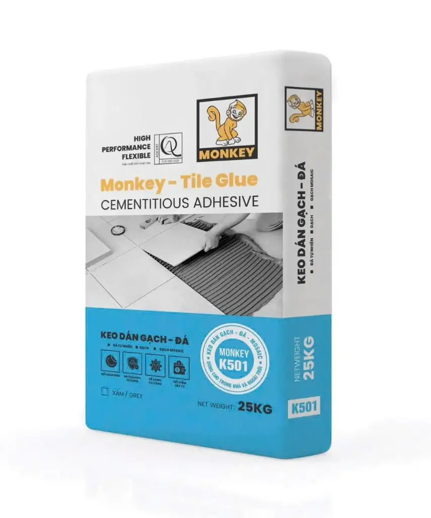 [DSC-K501] Monkey - Tile Glue, Keo dán gạch - đá màu xám mã K501 (25kg/bao)