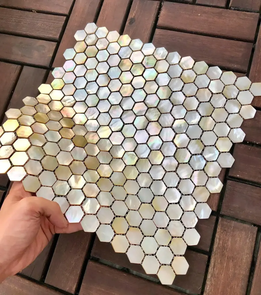 [DSC-MS13] Gạch mosaic xà cừ khảm vàng, KT vỉ 300x300mm, mã MS13