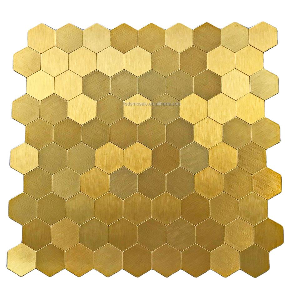 [DSC-2607-15388] Gạch Mosaic Nhôm DS20220811A Tự Dán Màu Vàng Hình Lục Giác