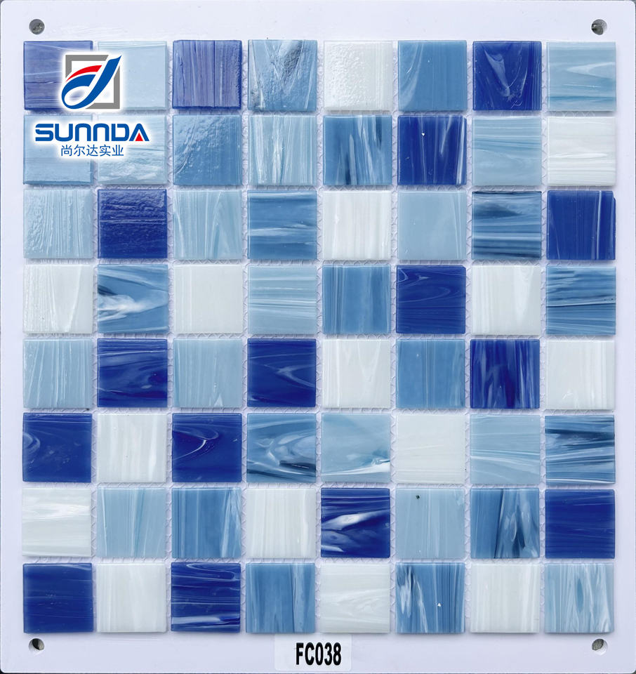 [DSC-2608-23209] Gạch mosaic kính ốp hồ bơi, sản xuất tại Trung Quốc, chất lượng cao, họa tiết đá cẩm thạch