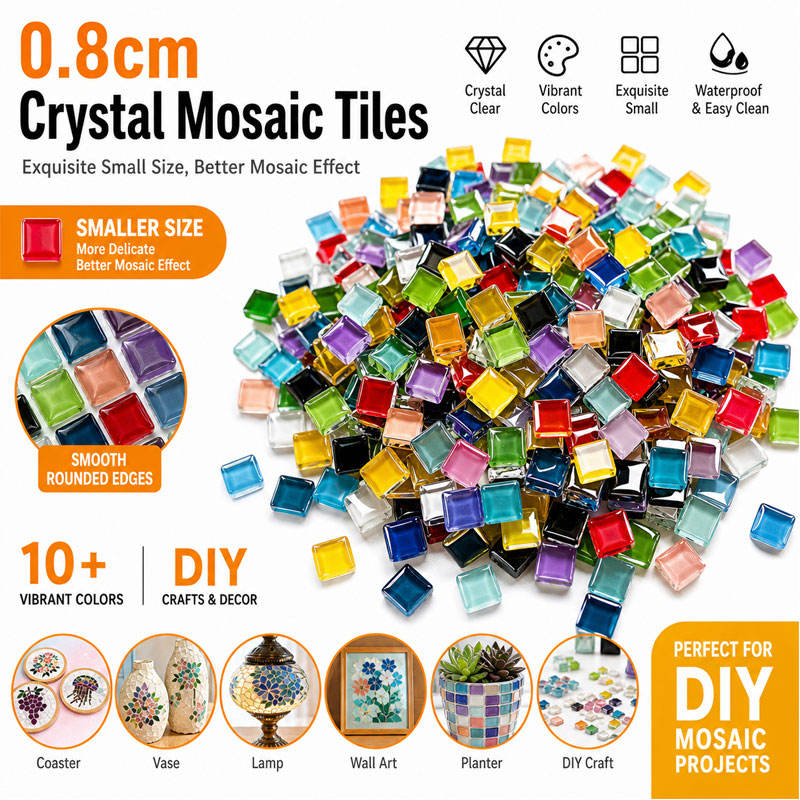 [DSC-2607-23678] Gạch Mosaic Pha Lê Nhỏ 0.8cm - Gạch Thủy Tinh Màu Sắc Cho DIY
