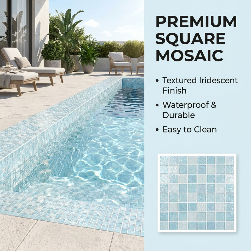 [DSC-2607-41081] Gạch Mosaic Thủy Tinh Xanh Lam Iridescent 300x300mm Junsente JSTFD004