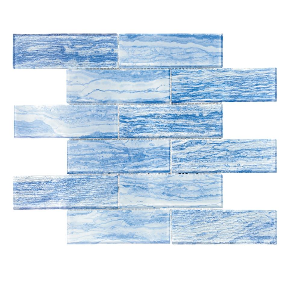 [DSC-2607-40213] Gạch Mosaic Thủy Tinh In Phun CK48148D - Subway Iridescent Blue Pool