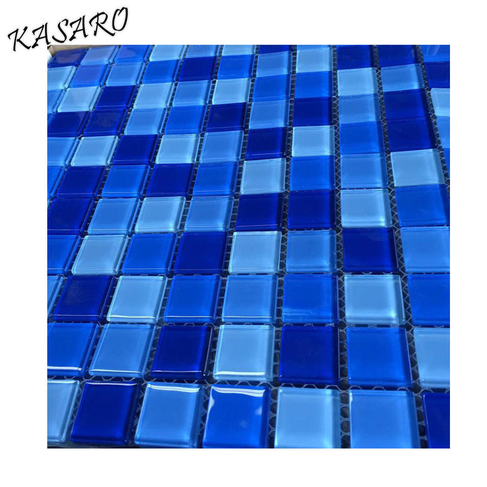 [DSC-2607-80547] Gạch Mosaic Bể Bơi KASARO Blended Pool Tiles Blues Glass KSL-131043