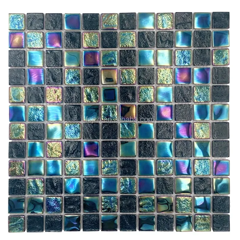 [104998237473] Factory Supply 300x300mm Blended Blues Glass Swimming Crystal Pool Tiles Mosaics
