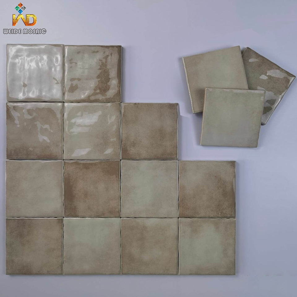 [DSC-2607-16199] Gạch Mosaic Zellige WEIDE 11S07 100x100mm - Gốm Sứ Bóng Màu Be Xám