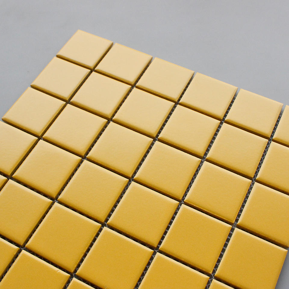 [DSC-2608-57586] Gạch mosaic gốm vuông 2x2 thiết kế mới màu vàng kim, chất lượng cao, màu kẹo, lát sàn hồ bơi Philippines