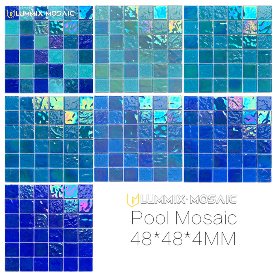 [DSC-2608-28392] Gạch mosaic xanh ma thuật cao cấp ốp tường, lát sàn hồ bơi ngoài trời, giá xuất xưởng