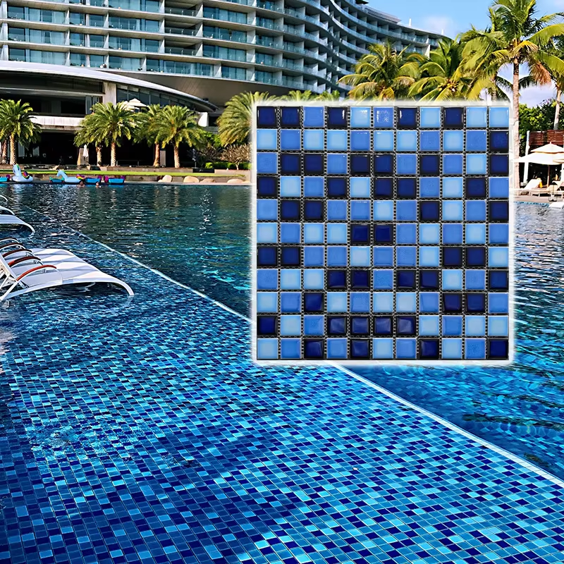 [DSC-2607-33589] Gạch mosaic kính vuông, mosaic pha lê ốp nhà bếp, phòng tắm và hồ bơi 300mm*300mm