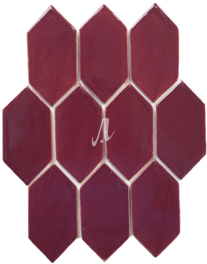 [DSC-2608-17294] Gạch mosaic lục giác nhọn hồng đậm 4.8x9.7