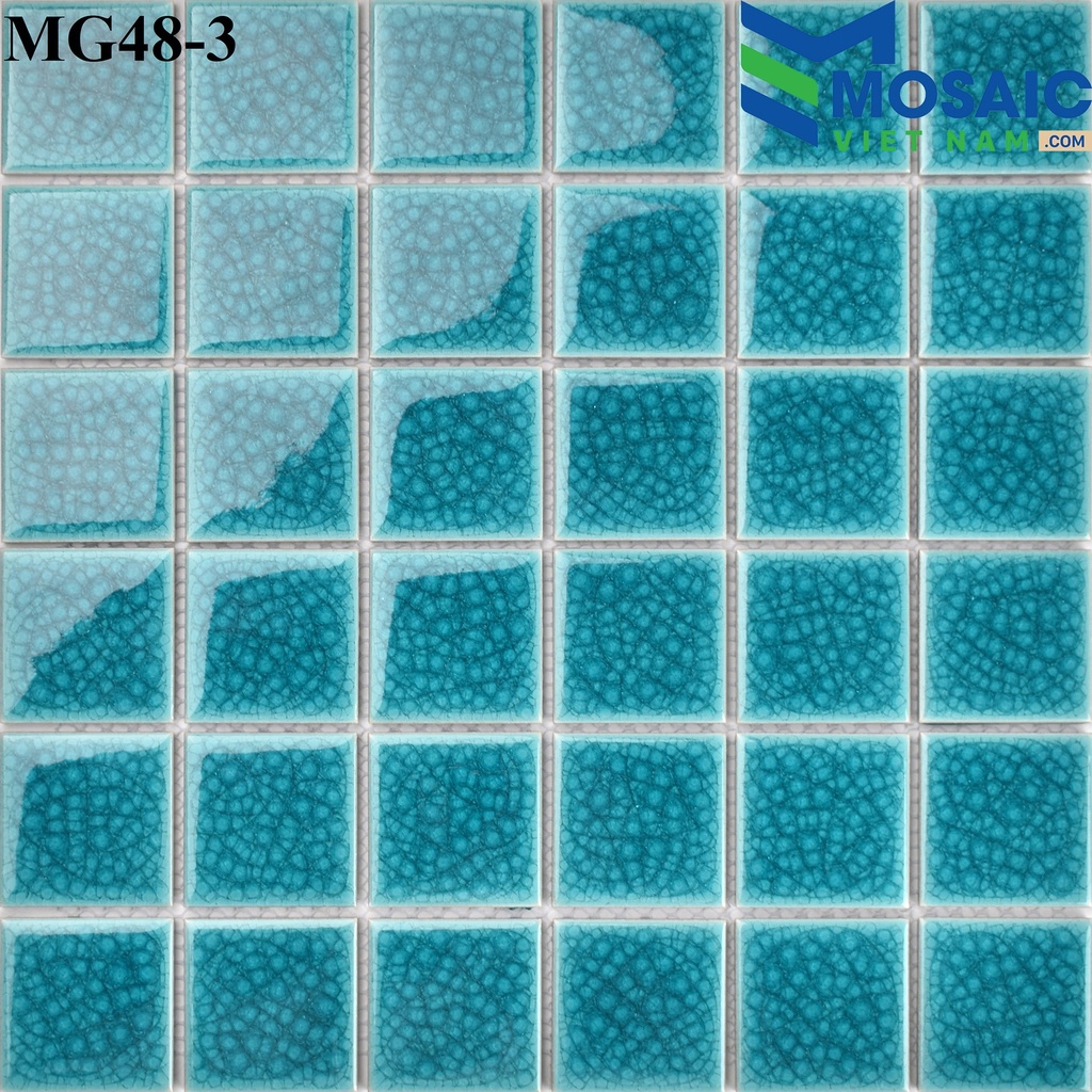[DSC-2608-58840] Gạch Mosaic Gốm men rạn xanh ngọc 48x48x6mm MG48-3