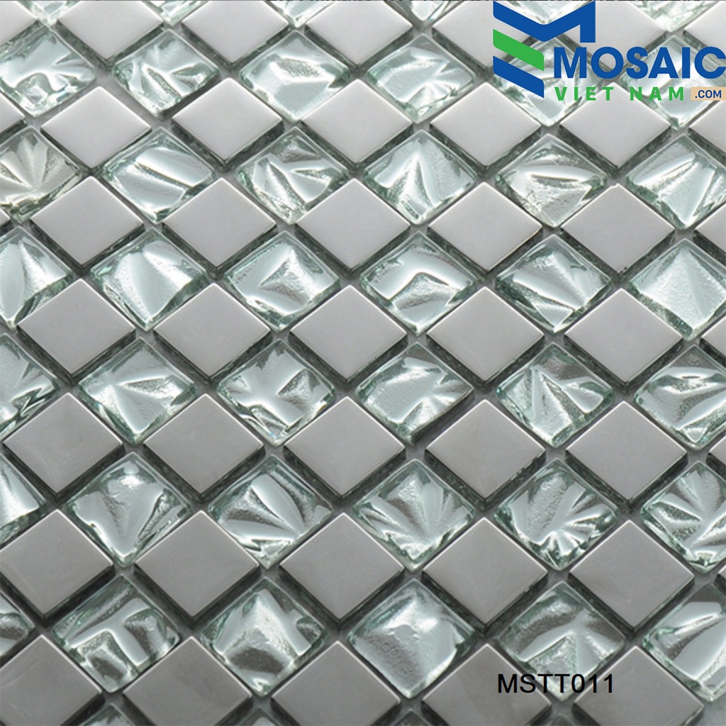 [DSC-2608-13685] Gạch Mosaic Thủy tinh tĩnh điện bạc 23x23mm MSTT 011