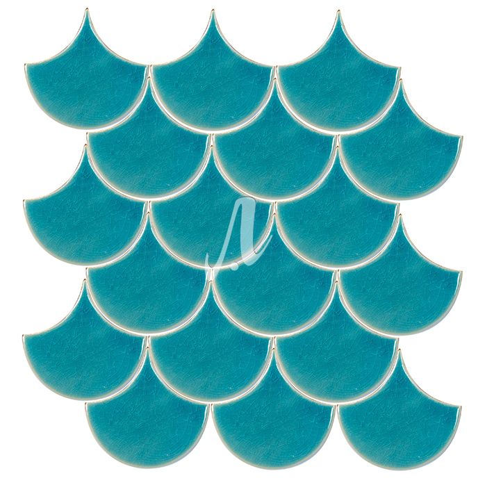 [DSC-2608-30351] Gạch ốp mosaic vảy cá xanh dương nhạt 10x11
