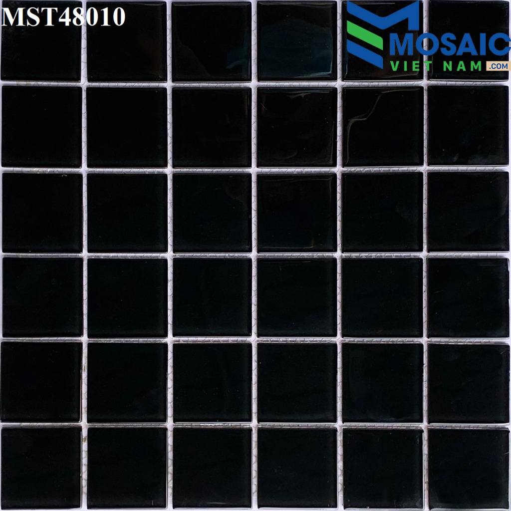 [DSC-2608-33668] Gạch Mosaic Thủy tinh đơn màu đen 48×48 MST48010