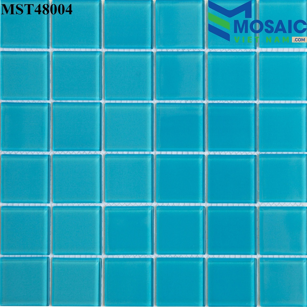 [DSC-2608-37679] Gạch Mosaic Thủy tinh đơn màu xanh ngọc 48×48 MST 48004